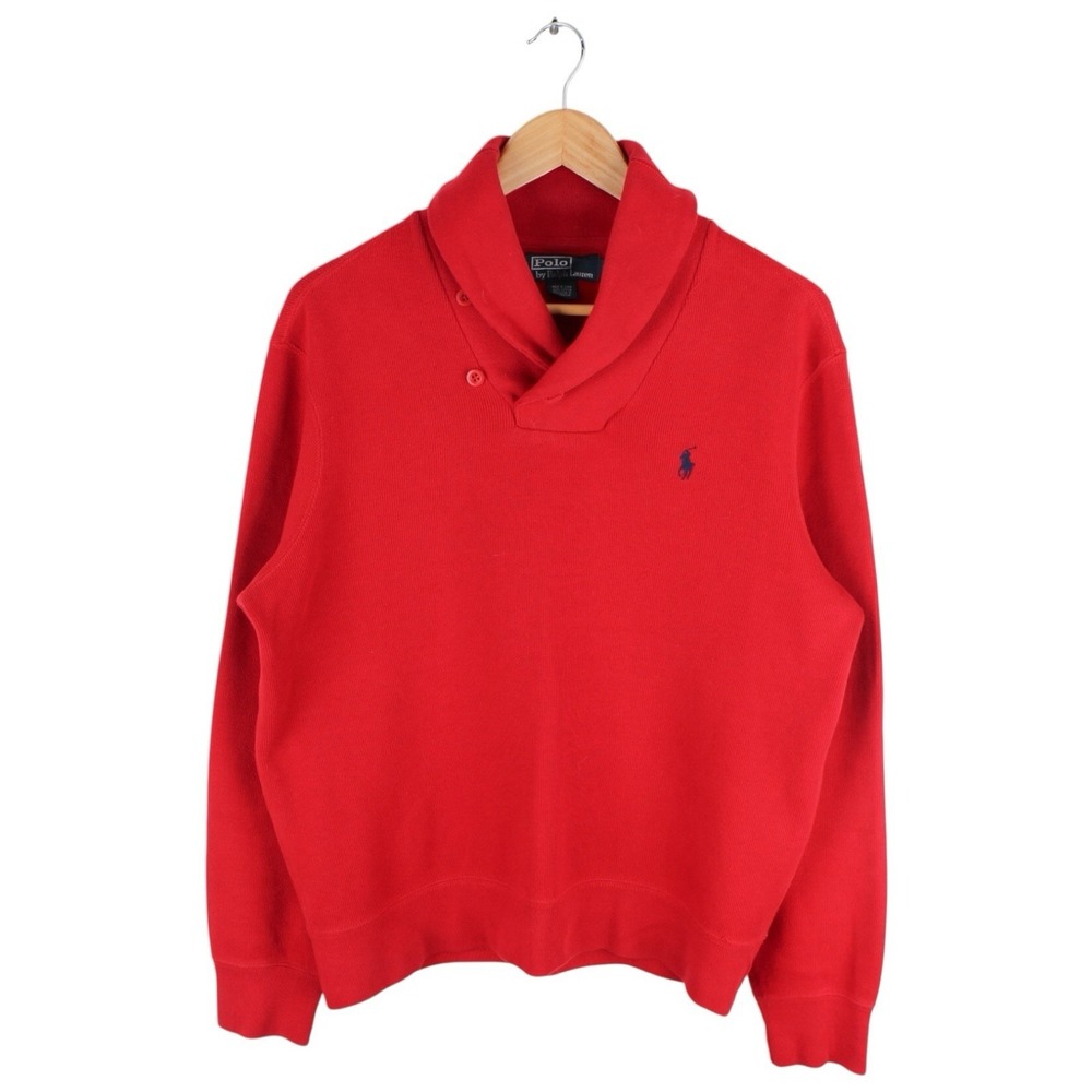 Polo Ralph Lauren Shawl Collar Sweater Men's Red Cotton Size Medium